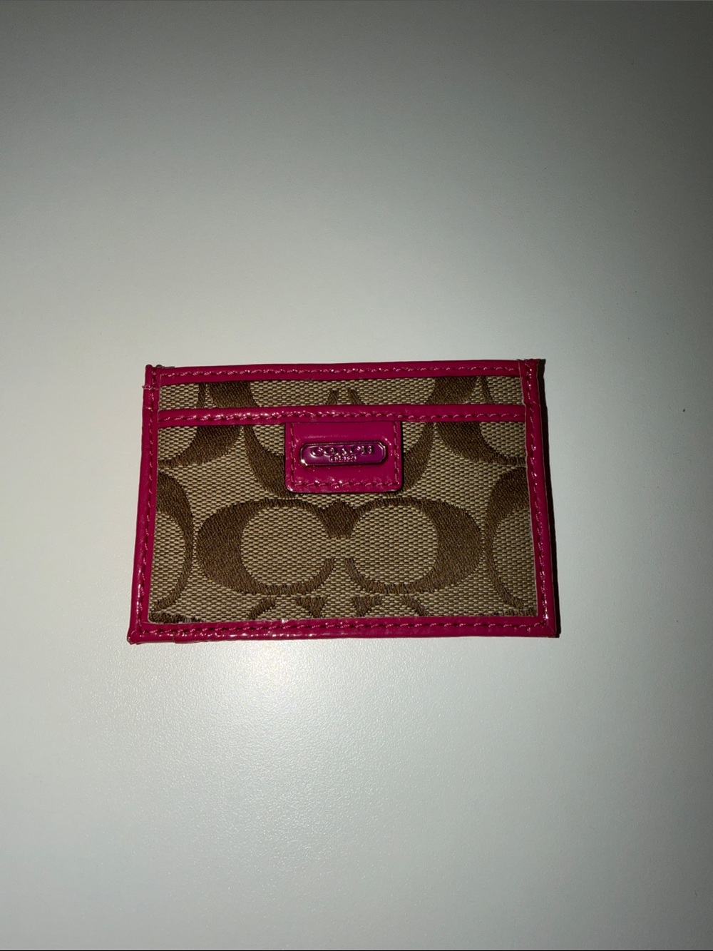 Pink Coach business card holder